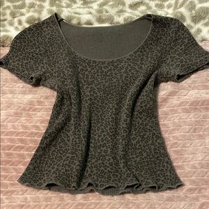 Brandy Melville Ribbed Leopard Print Top